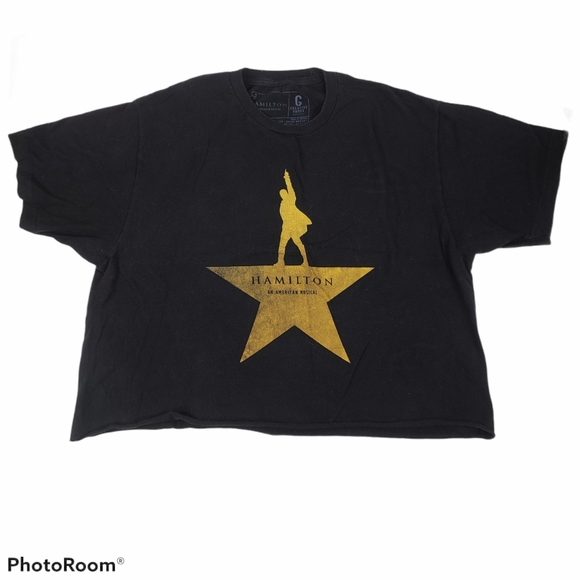 Hamilton Black Cropped Graphic Print Tshirt Large - Picture 4 of 6